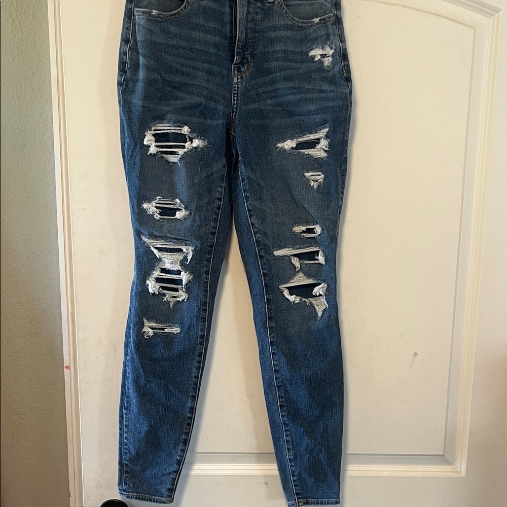 American Eagle Outfitters Ripped Blue Skinny Jeans